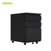 3 Drawer Mobile pedestal dosye Kabinè Nwa